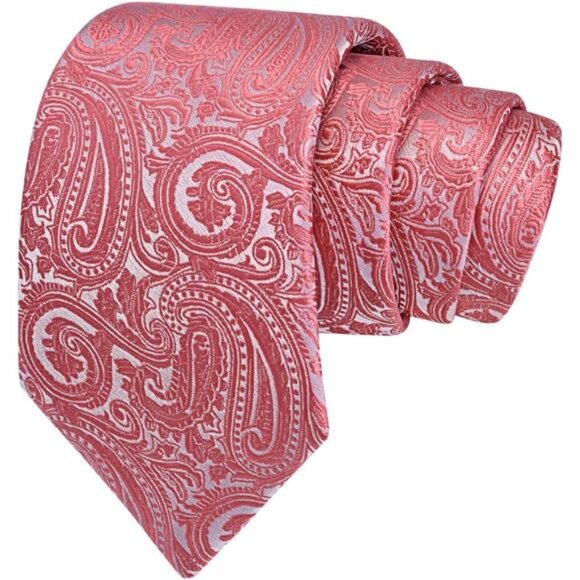 3.15"（8cm） Mens Tie and Lapel Pin Paisley Necktie Hankerchief Cufflinks Set - Picture 3 of 6